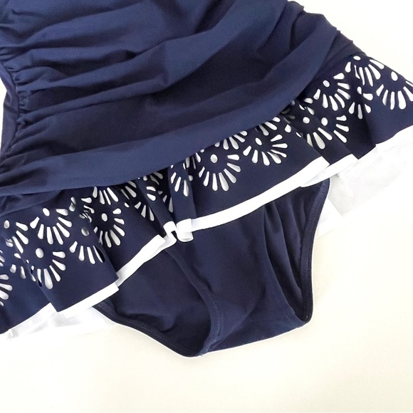 NWOT Profile by Gottex Enchantment Bandeau Swimdress in Navy Blue. - Picture 8 of 9